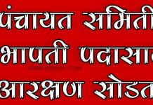 पंचायत समिती सभापती पदाचे आरक्षणाचे प्रवर्ग जाहिर