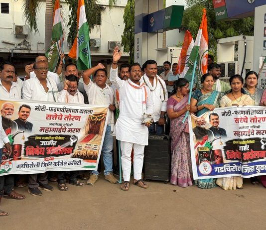 *पेट्रोल-डिझेल दरवाढीविरोधात जिल्हा काँग्रेस कमिटीचे निषेध आंदोलन*